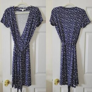 Diane von Furstenberg Wrap Dress 8 Navy
